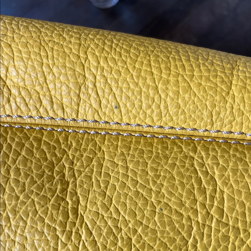 J Crew Borge Garveri Yellow Pebbled Leather Tote Bag - Picture 12 of 12
